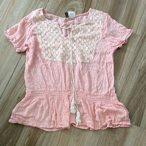 Chic Pink Lace Blouse